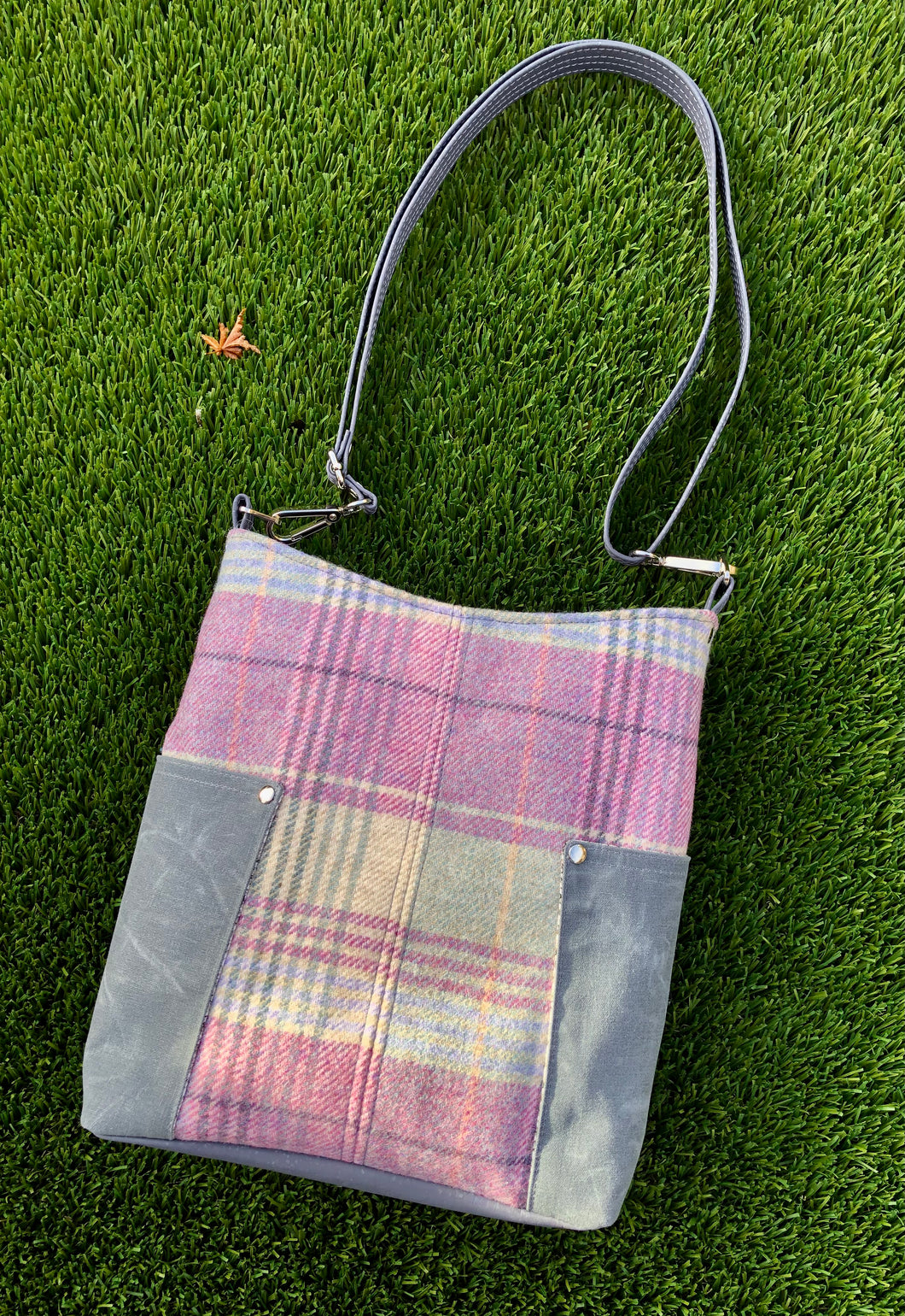 Wool tweed and Waxed Canvas Tote