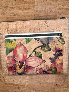 Cork Orchid Print Small Cross Body Bag