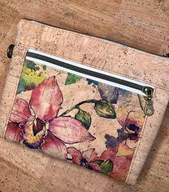 Cork Orchid Print Small Cross Body Bag