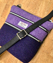 Load image into Gallery viewer, Triple Zipper Cork and Harris Tweed Cloth Cross Body Bag