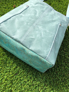 Waxed Canvas Tote Light Aqua