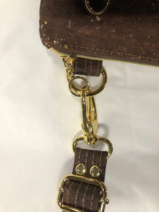 Triple Zipper Cork Cross Body Bag